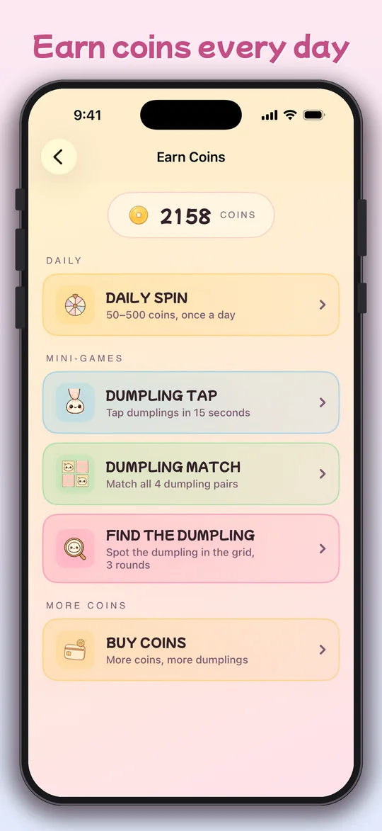 Earn coins every day
