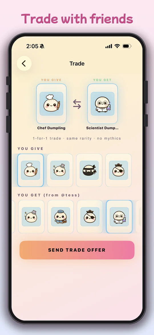 Trade dumplings with friends